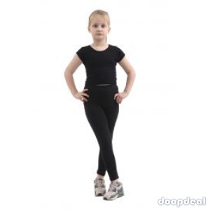 Children Black Cotton Leggings Full Length.